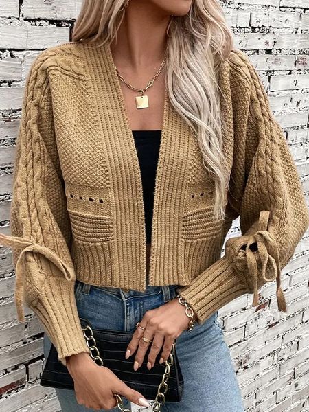 Bow Rib Cabel Crop Cardi