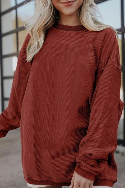 Solid Oversize Rib Sweatshirt