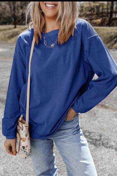 Solid Oversize Rib Sweatshirt