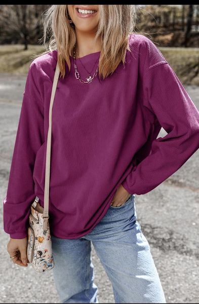 Solid Oversize Rib Sweatshirt